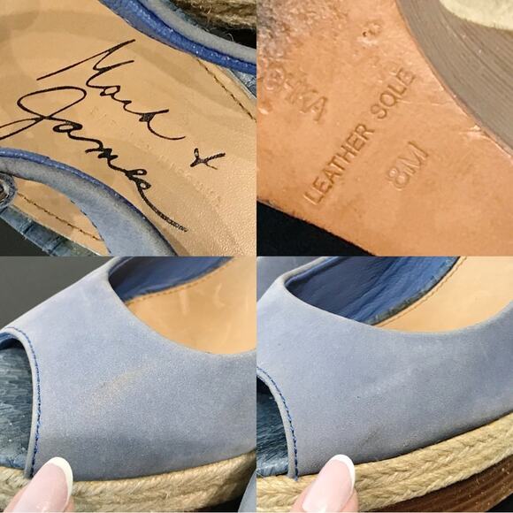 Mark James by Badgley Mischka Magnolia Wedge Platform Sandal Heels Suede Leather - Picture 2 of 16